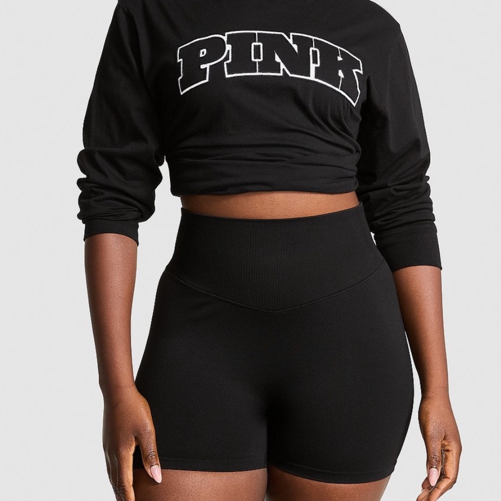 PINK Victoria's Secret Black Seamless Biker Shorts